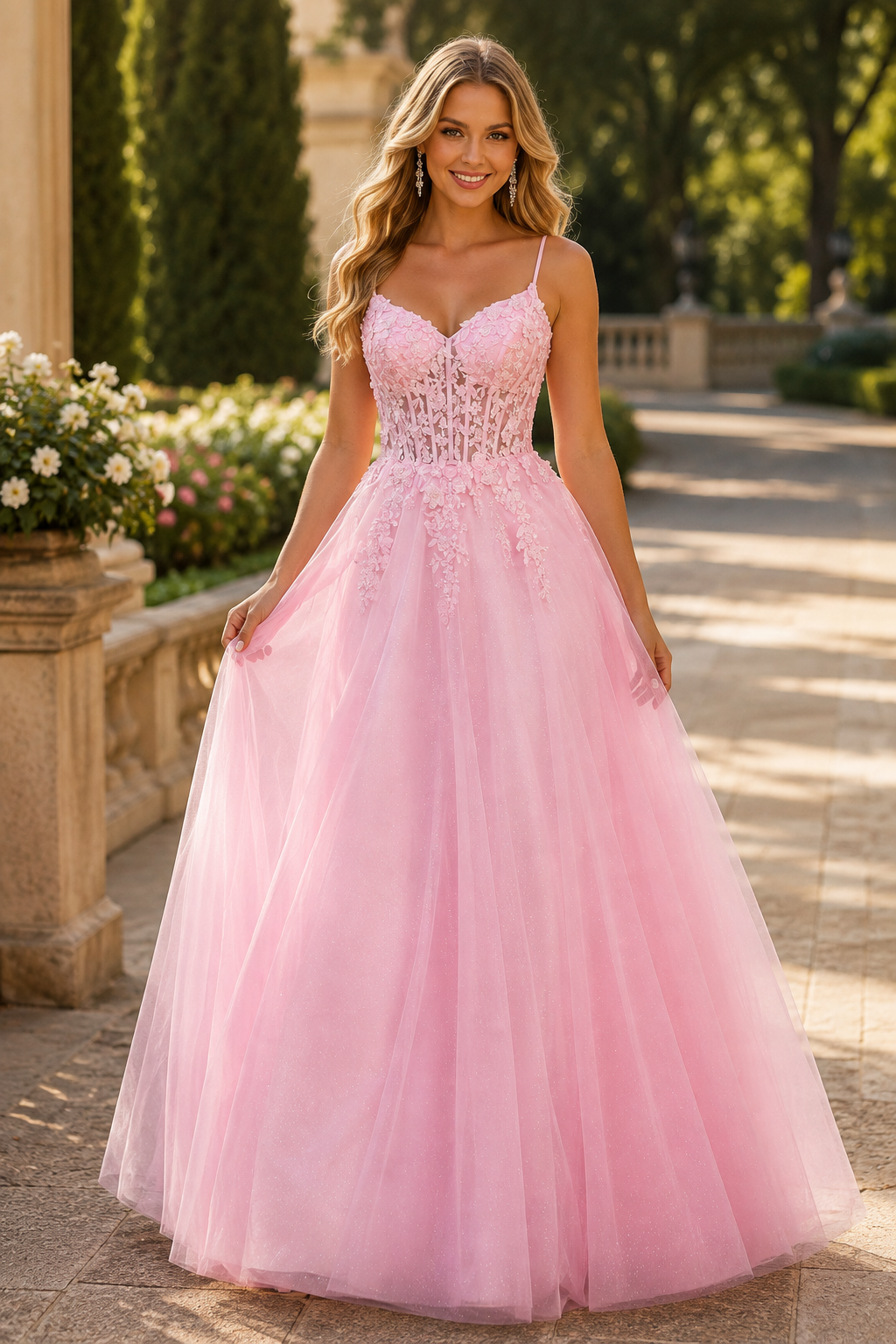 Pavelle Beaded Corset Tulle Ball Gown Prom Dress