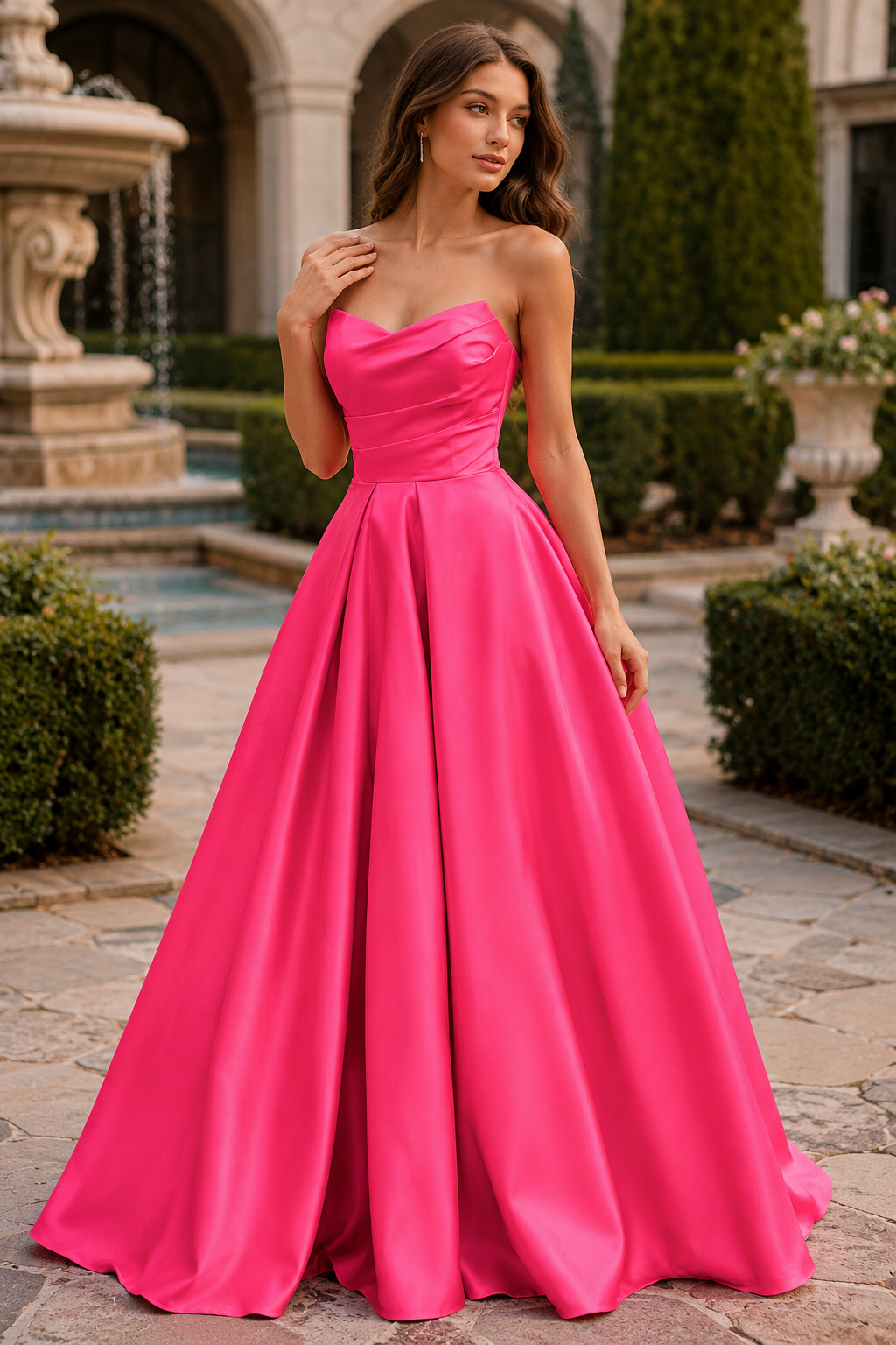 Rivelia Strapless Satin Ball Gown Prom Dress