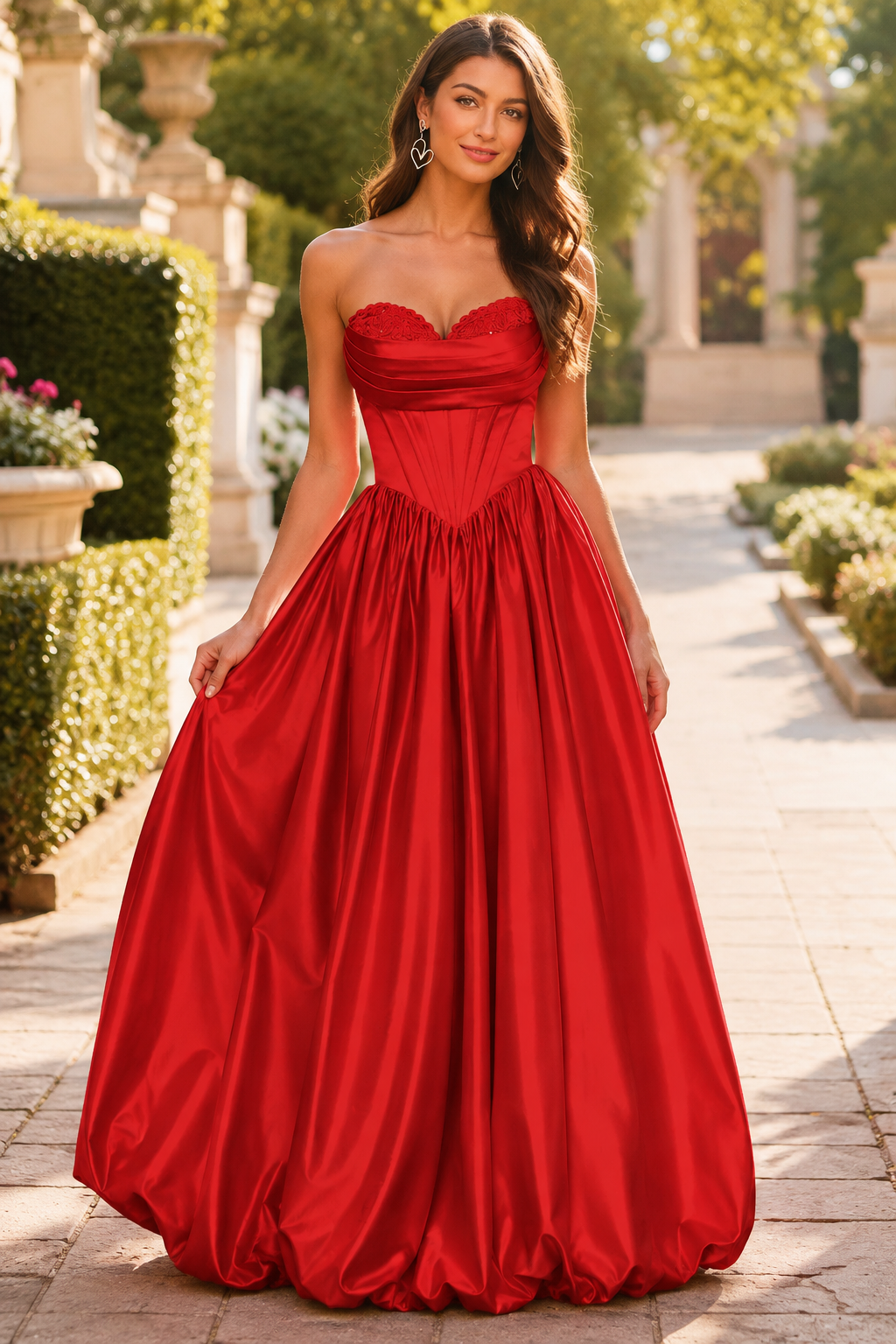 Lumeria Strapless Corset Satin Ball Gown Prom Dress