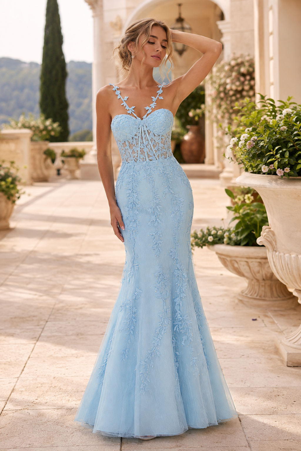 Giselene Spaghetti Strap Lace Mermaid Prom Dress