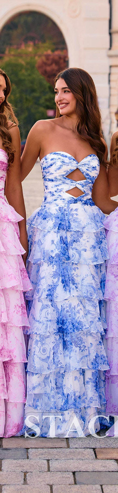 Doravine Strapless Tiered Ball Gown Prom Dress