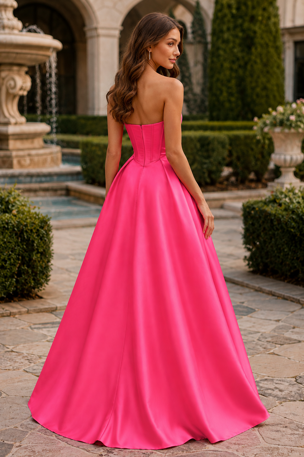 Rivelia Strapless Satin Ball Gown Prom Dress
