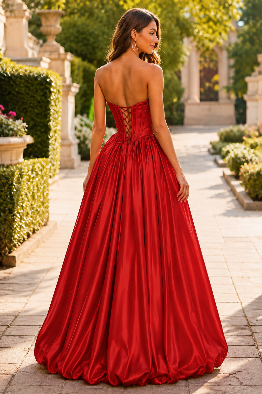 Lumeria Strapless Corset Satin Ball Gown Prom Dress