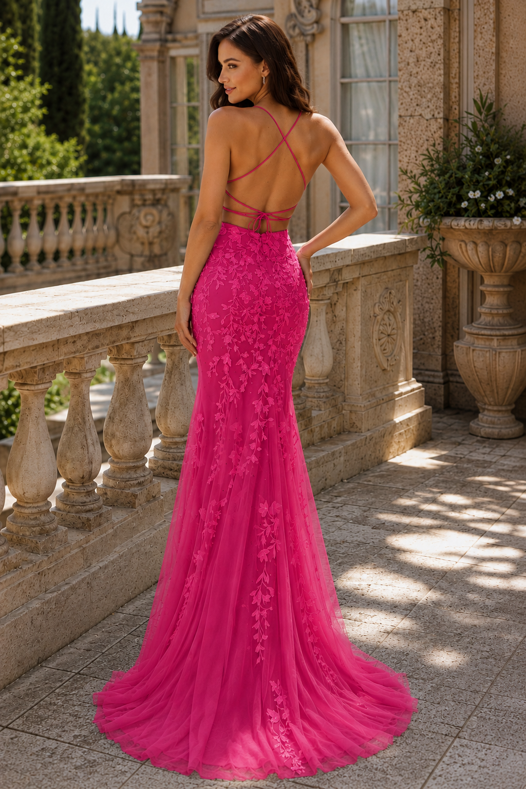 Estlora Mermaid Square Neckline Sweep Train Tulle Prom Dress