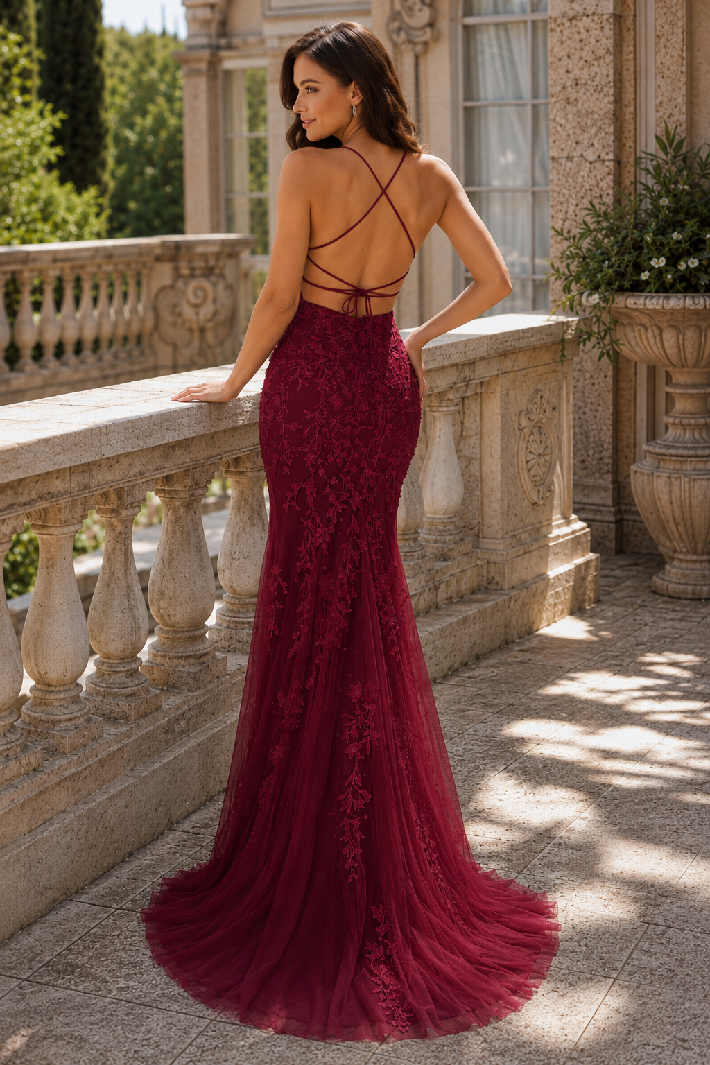 Estlora Mermaid Square Neckline Sweep Train Tulle Prom Dress