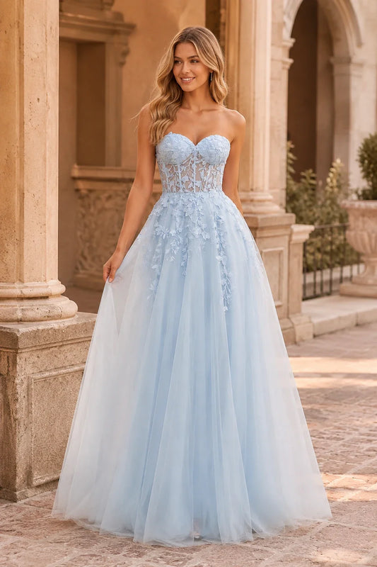 Jordelle Light Strapless Sweetheart Tulle Ball Gown Prom Dress