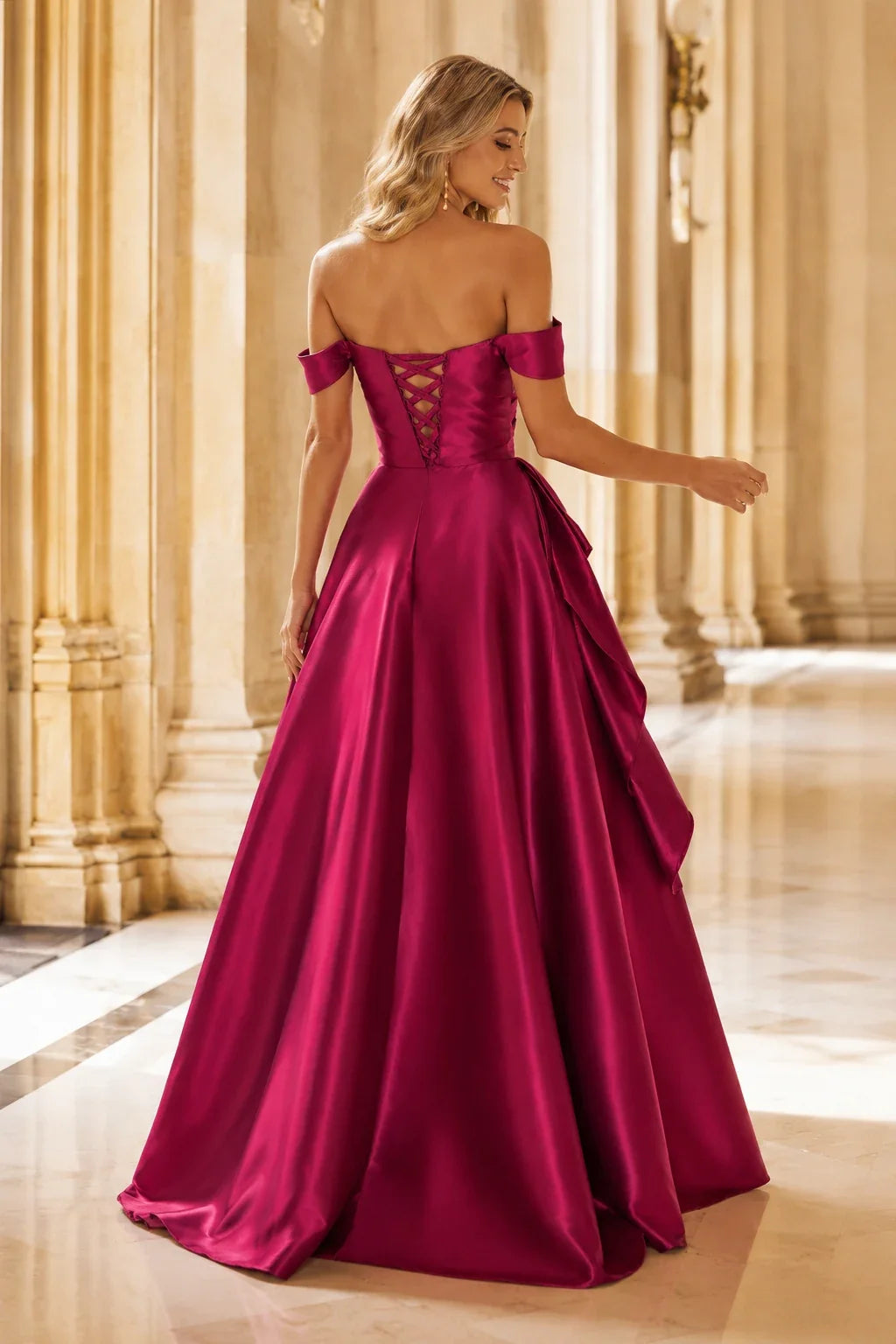 Jorvara Off-the-Shoulder Sweetheart Gown with Slit Prom Dress