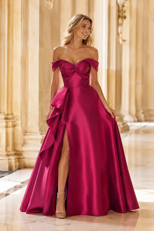 Jorvara Off-the-Shoulder Sweetheart Gown with Slit Prom Dress
