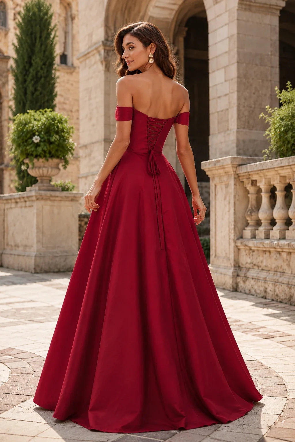 Jorselle Off-the-Shoulder Draped Ball Gown Prom Dress