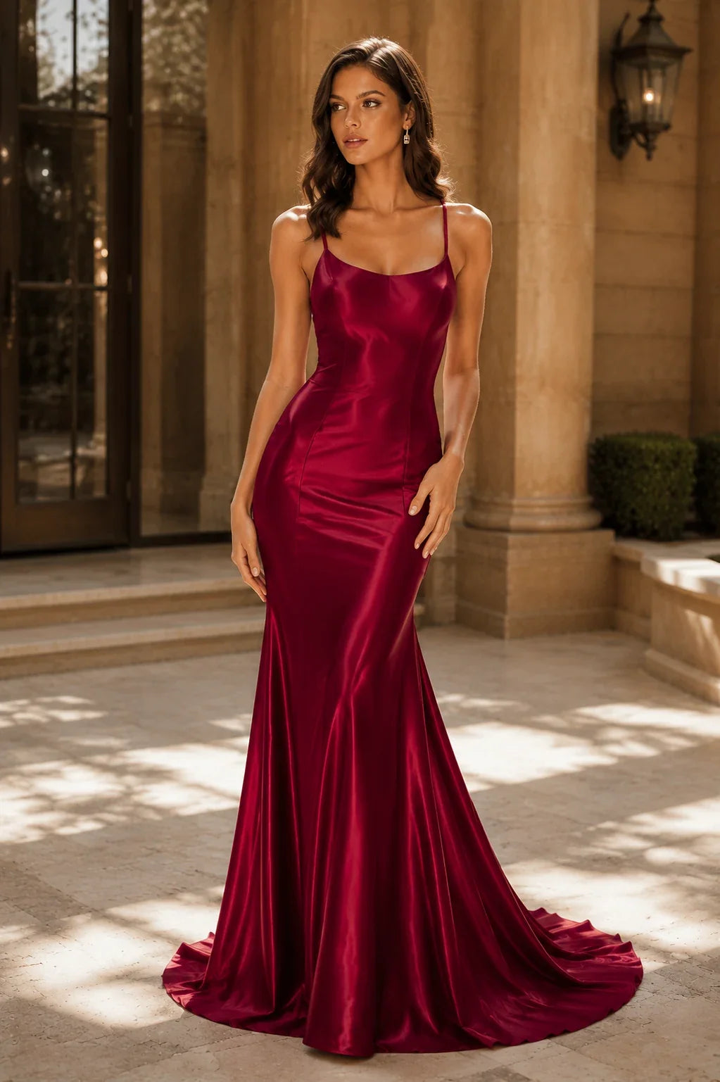 Jorthia Spaghetti-Strap Fitted Gown Prom Dress