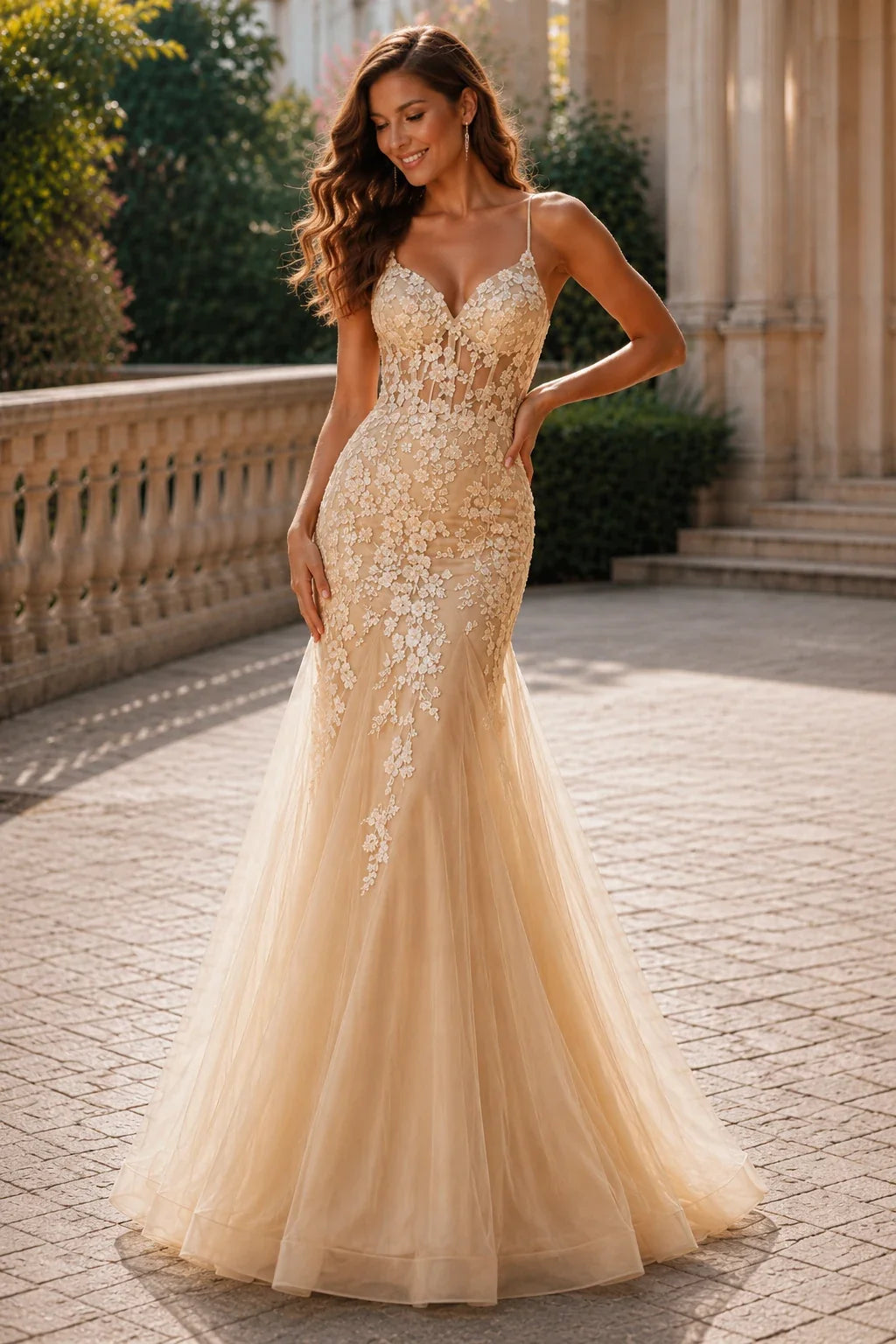 Isathia Seafoam Embellished Mermaid Gown Prom Dress