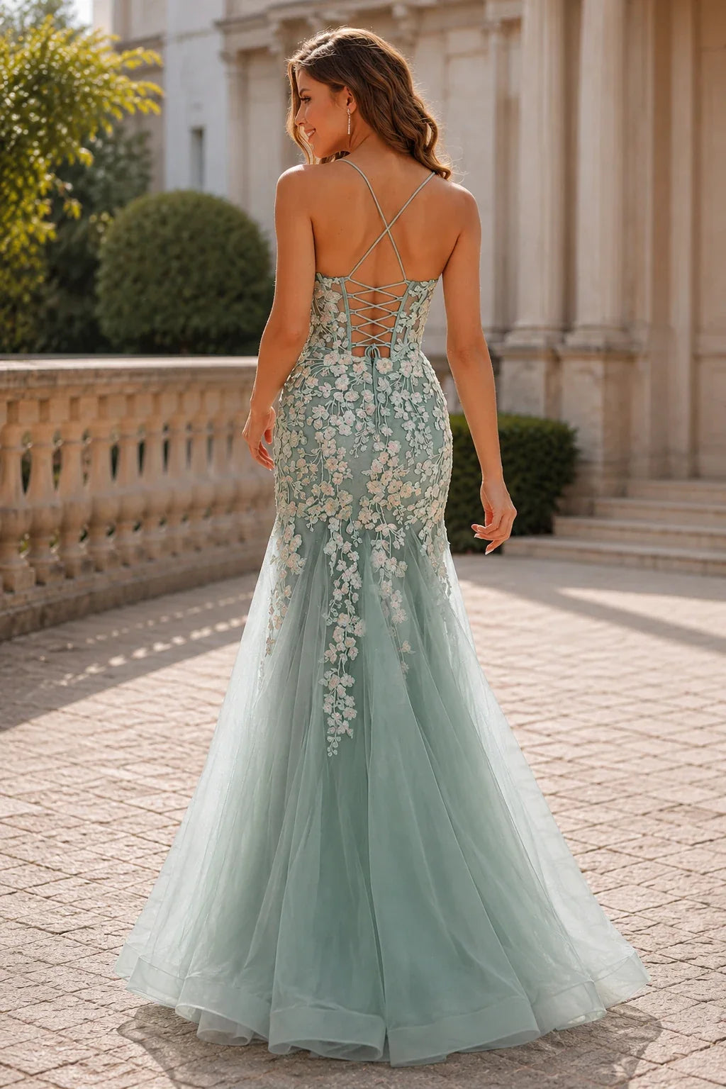 Isathia Seafoam Embellished Mermaid Gown Prom Dress