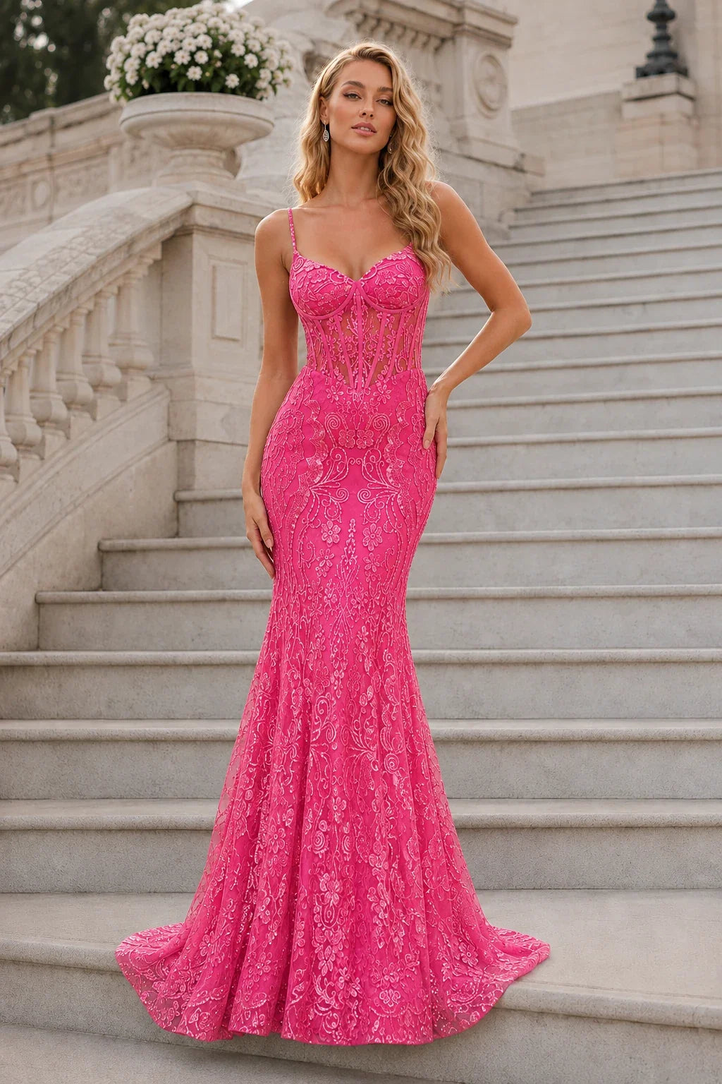 Isalora Mint Embellished Mermaid Gown Prom Dress