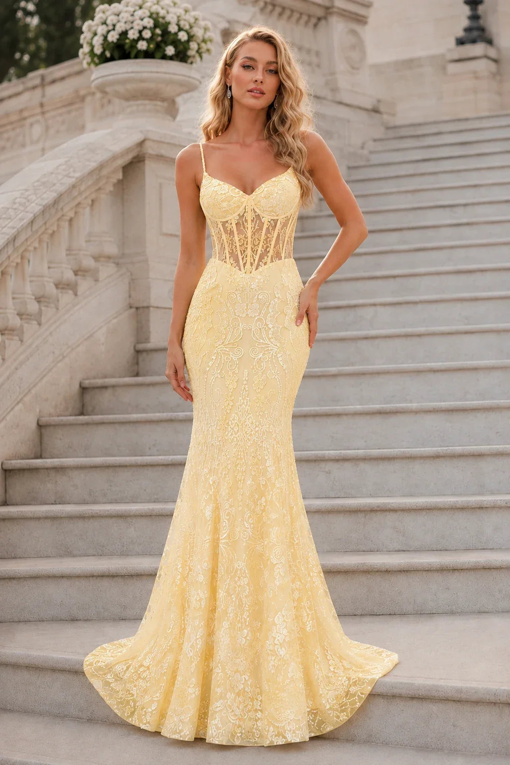 Isalora Mint Embellished Mermaid Gown Prom Dress