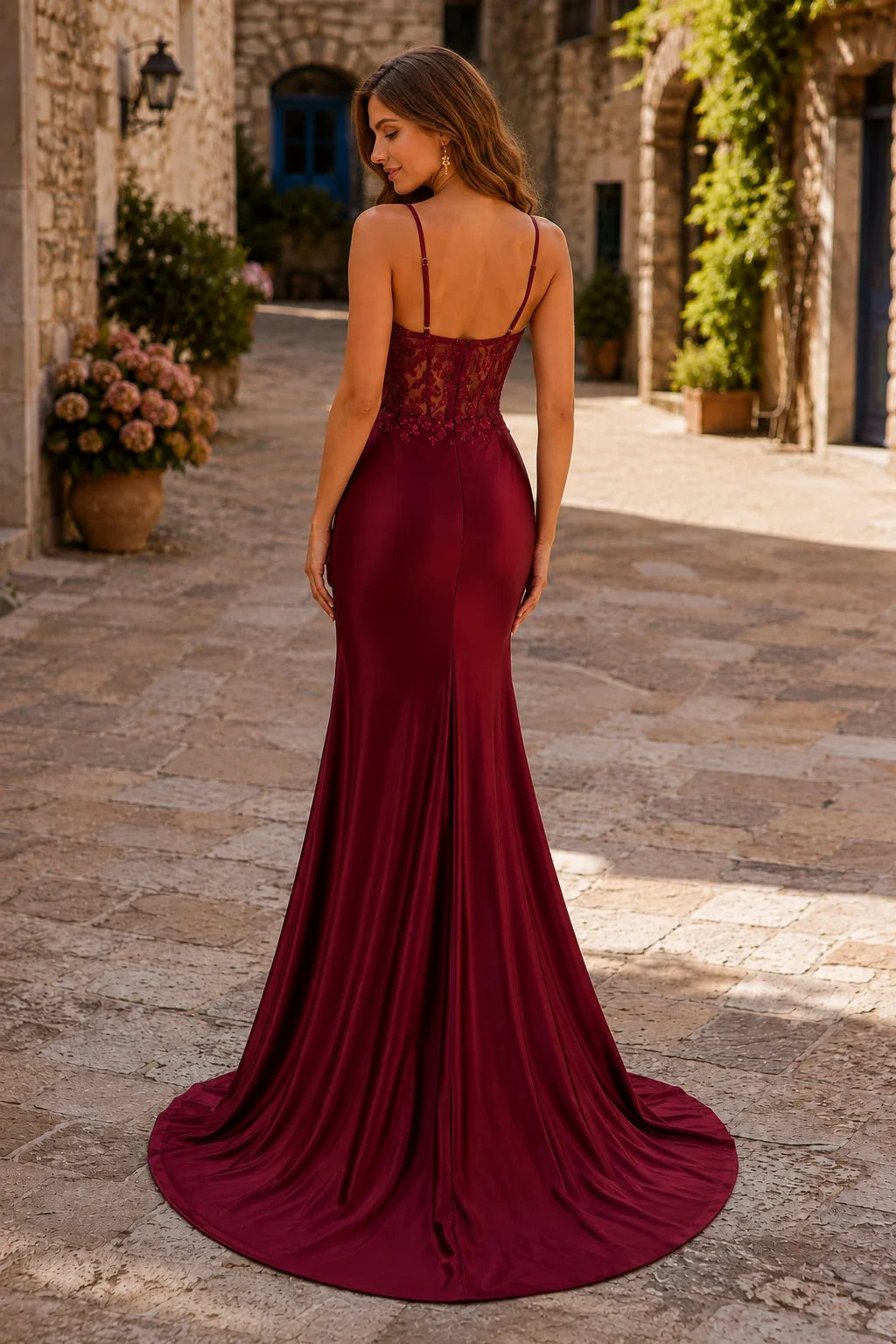Helmara Light Spaghetti-Strap Embellished-Bodice Gown with Slit Prom Dress