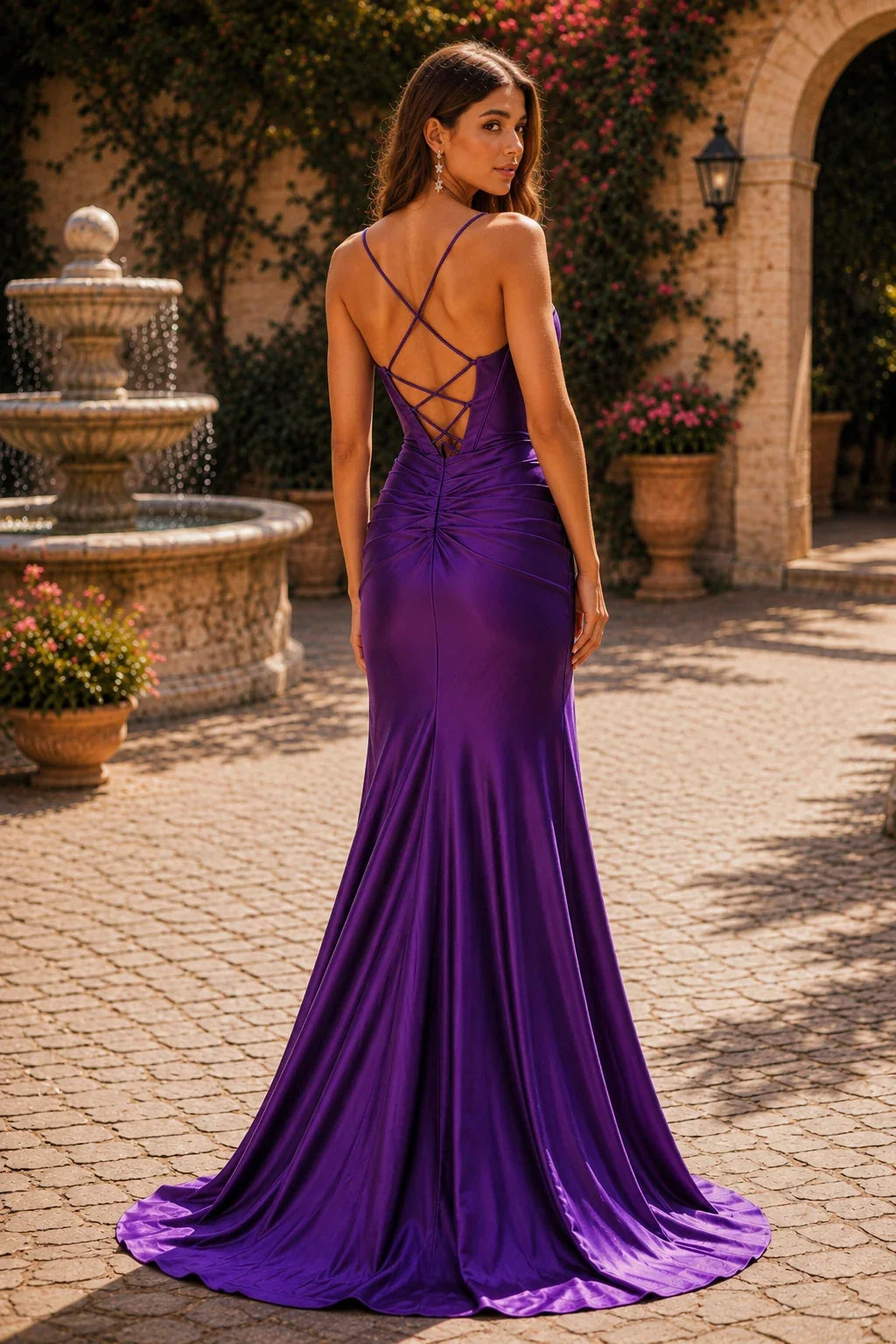 Hellisse Structured-Bodice Gown with Slit Prom Dress