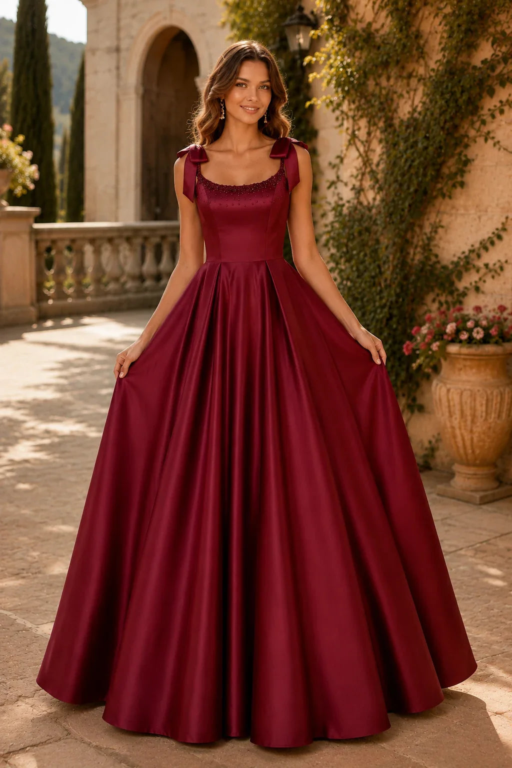 Estthia Light Bow-Shoulder A-Line Prom Dress