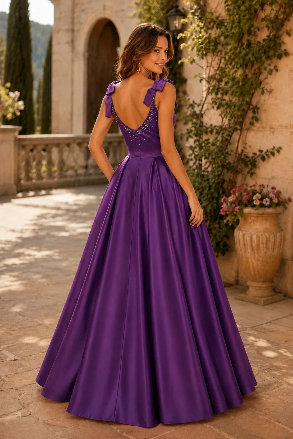 Estthia Light Bow-Shoulder A-Line Prom Dress