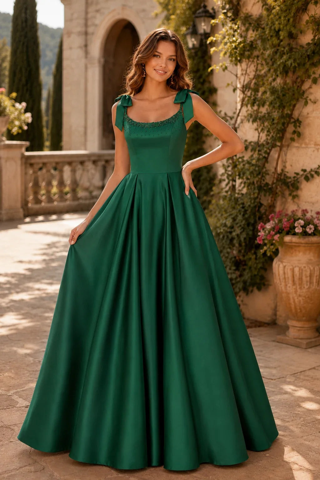 Estthia Light Bow-Shoulder A-Line Prom Dress