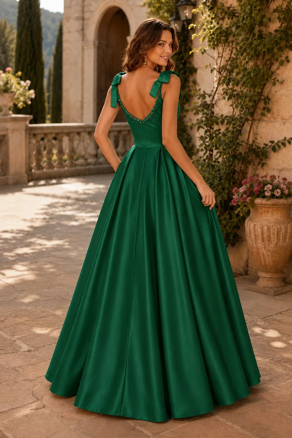Estthia Light Bow-Shoulder A-Line Prom Dress