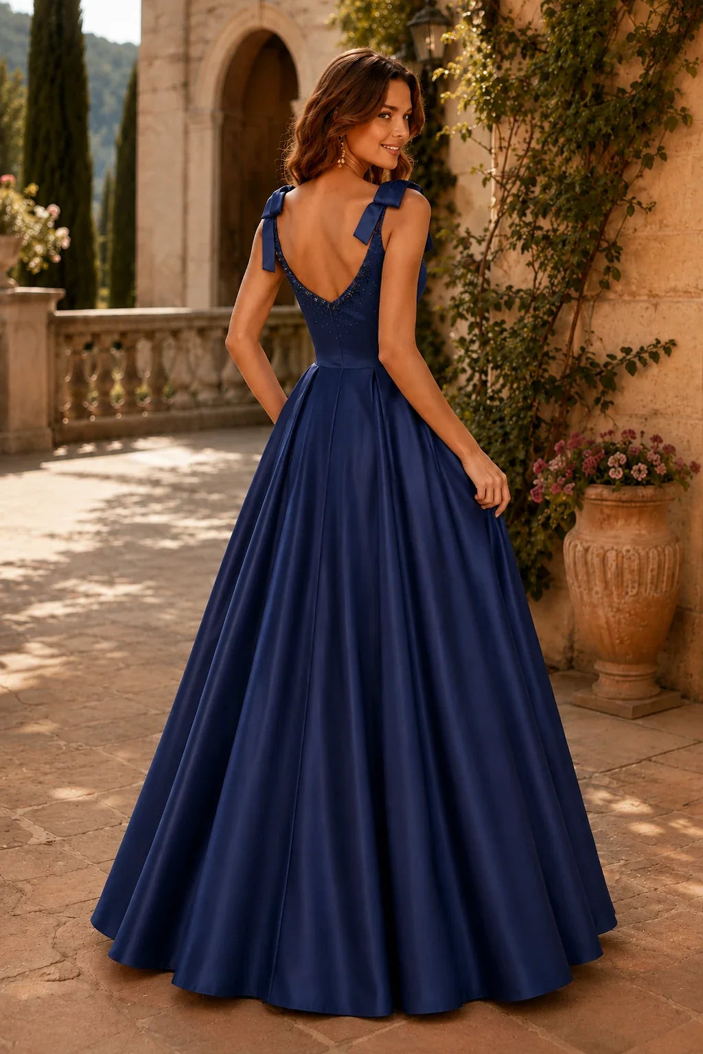 Estthia Light Bow-Shoulder A-Line Prom Dress