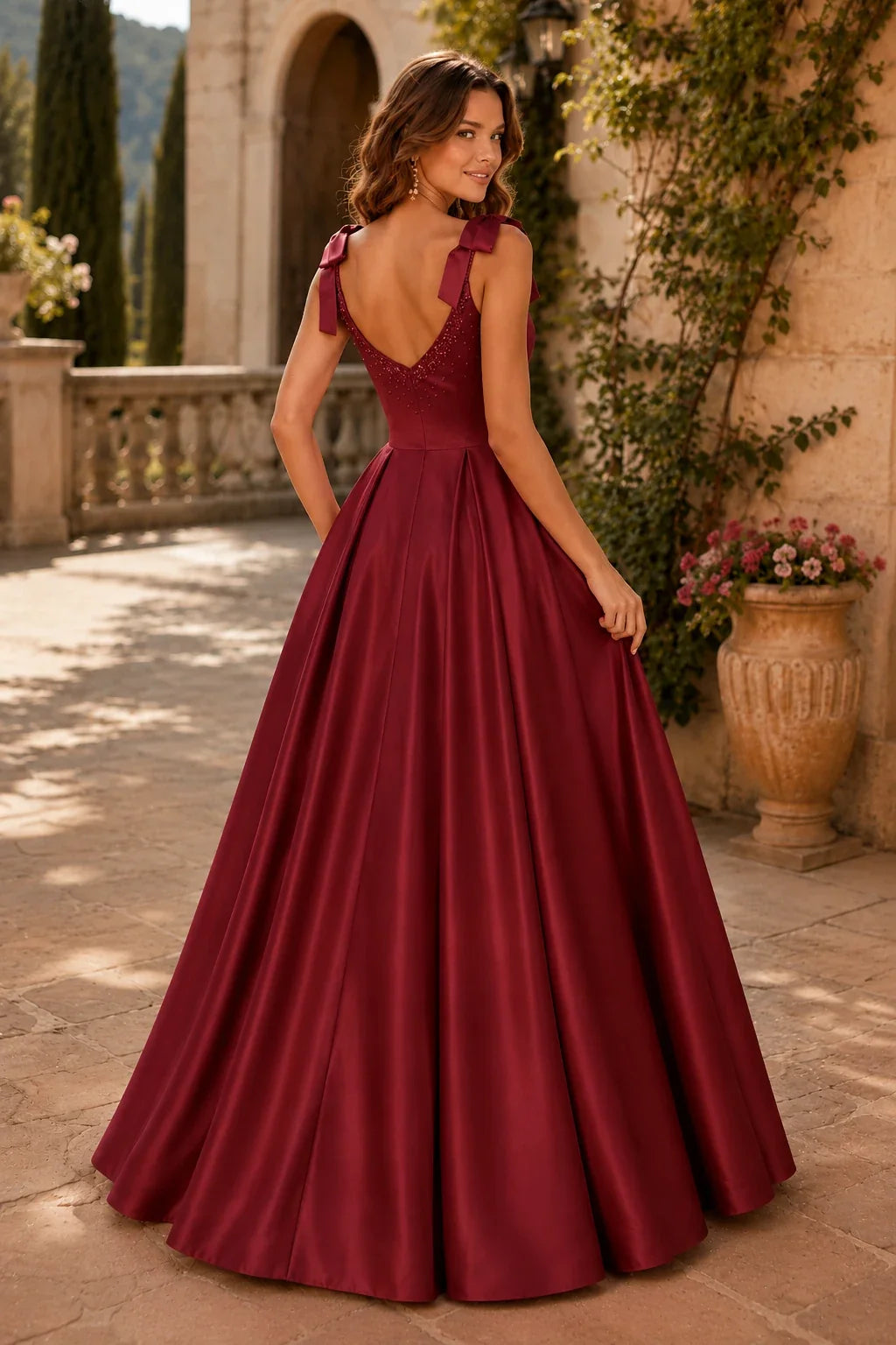 Estthia Light Bow-Shoulder A-Line Prom Dress