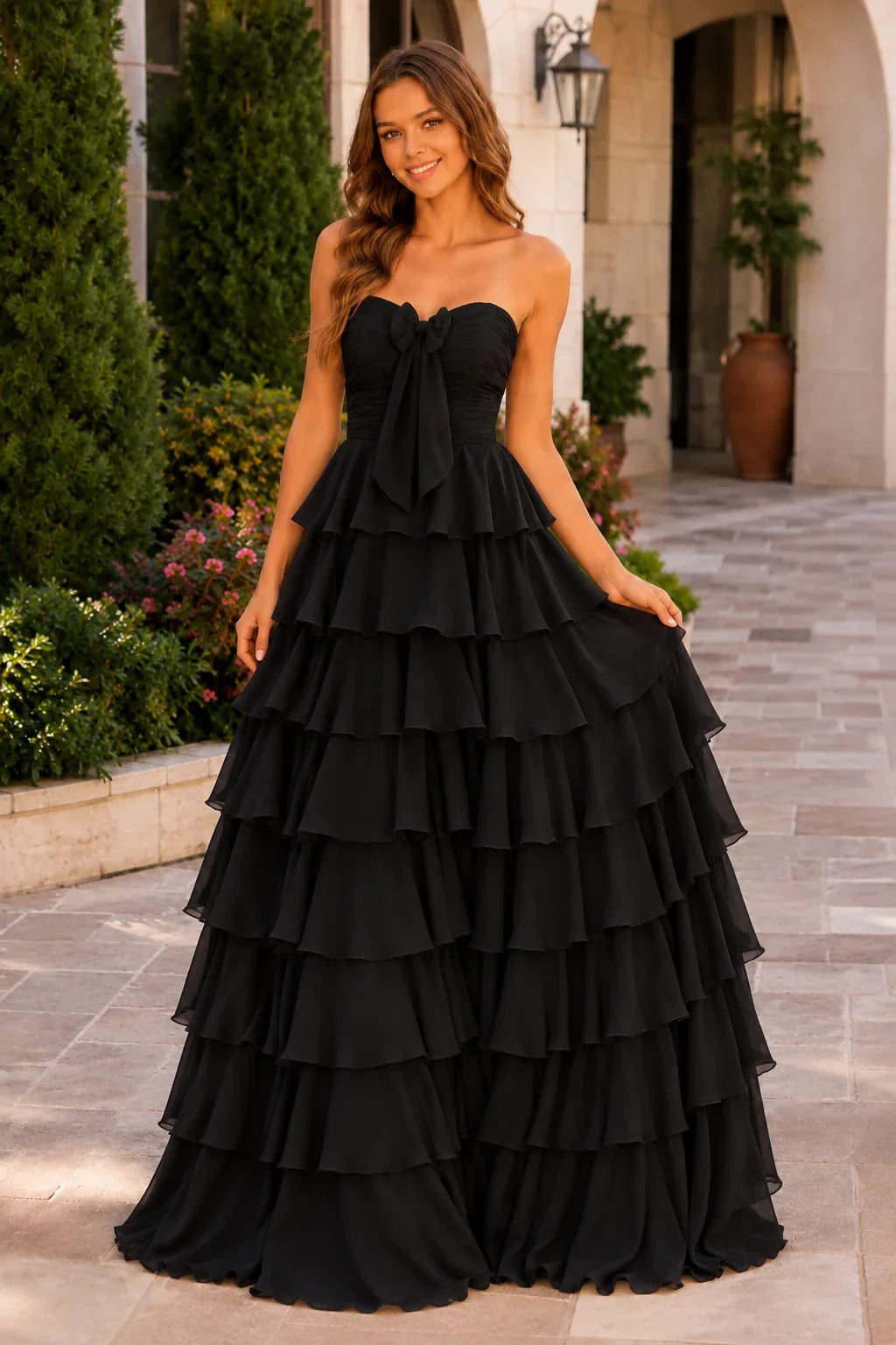 Elomara Sweetheart Tiered A-Line Prom Dress