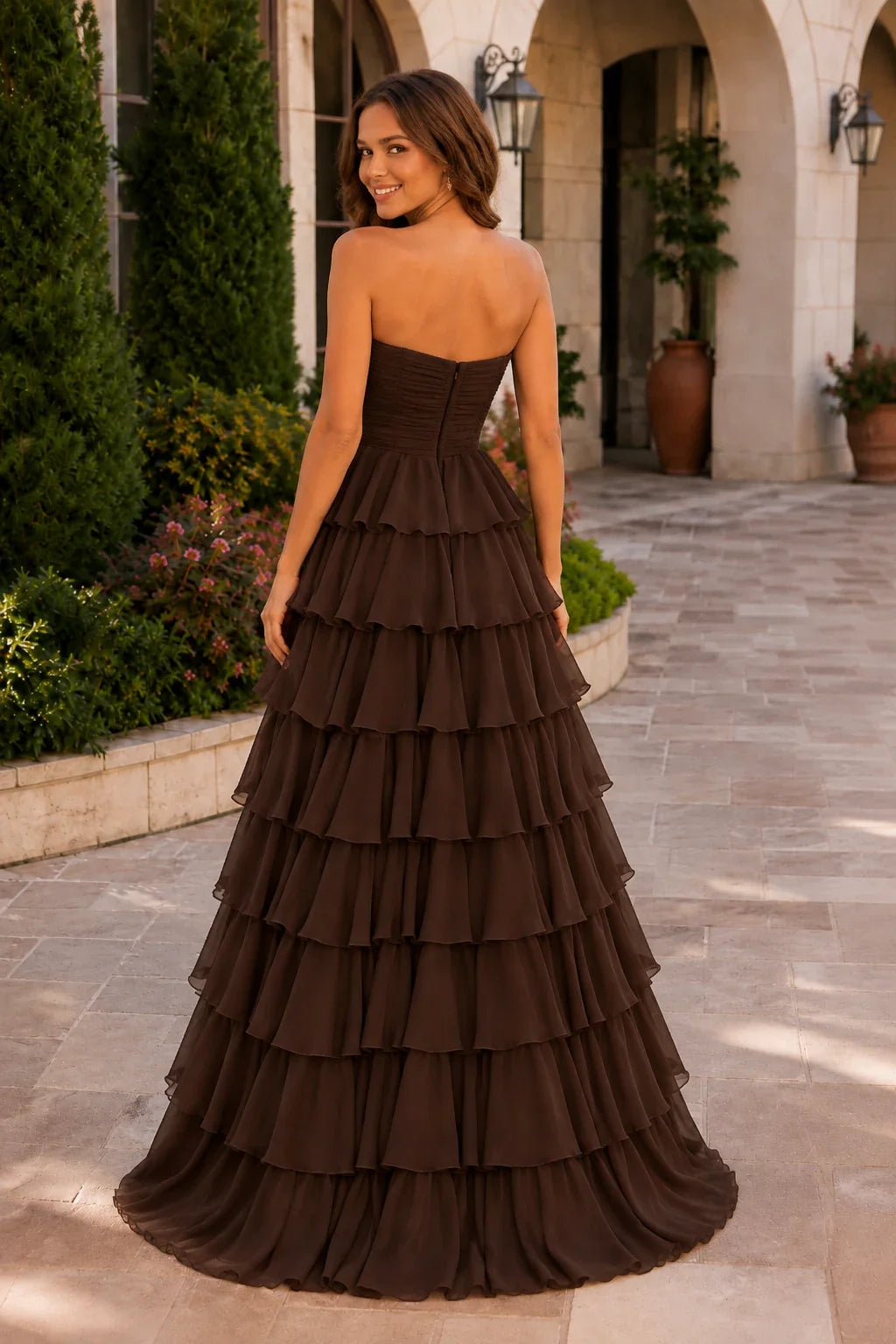 Elomara Sweetheart Tiered A-Line Prom Dress