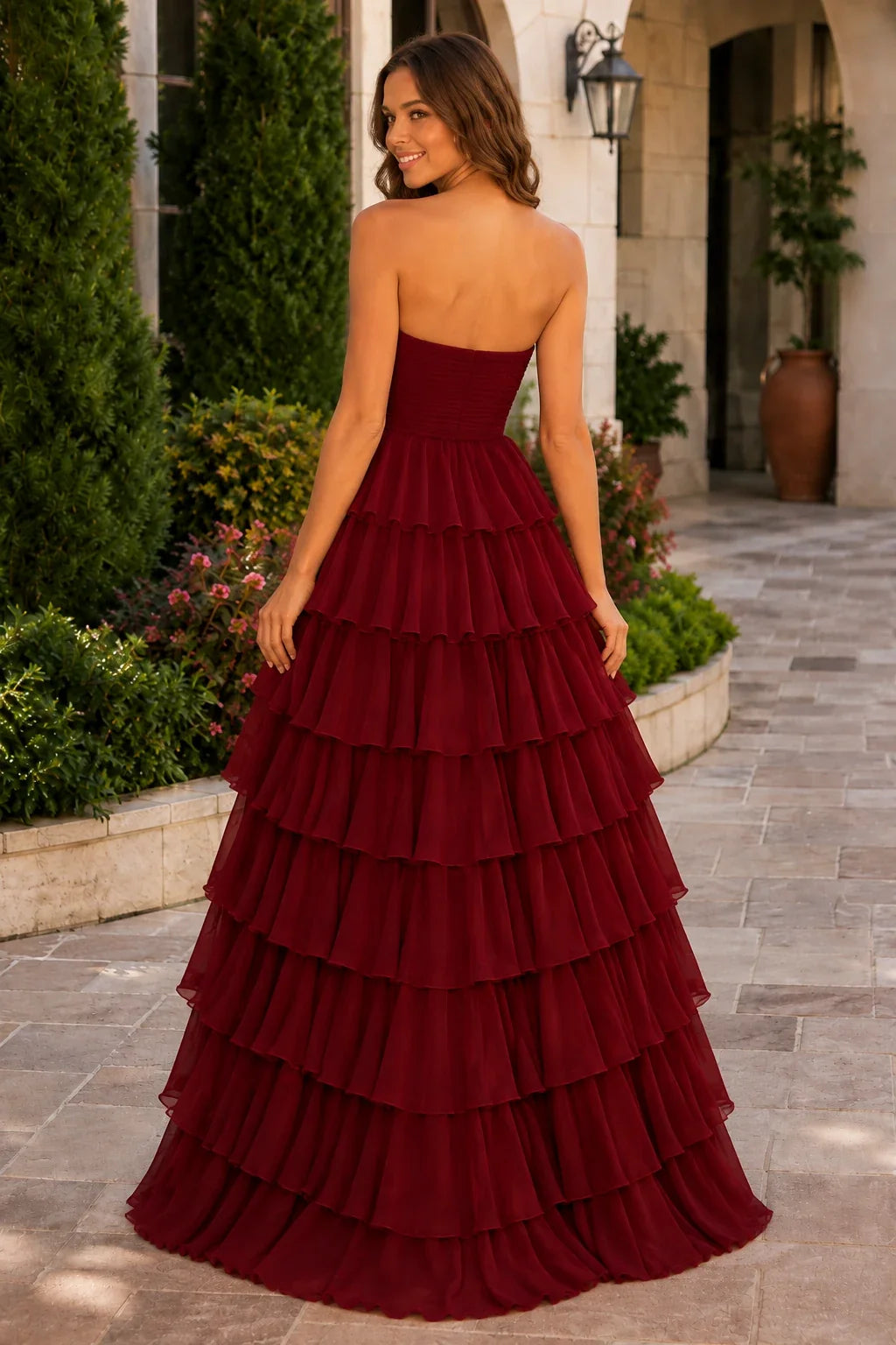 Elomara Sweetheart Tiered A-Line Prom Dress