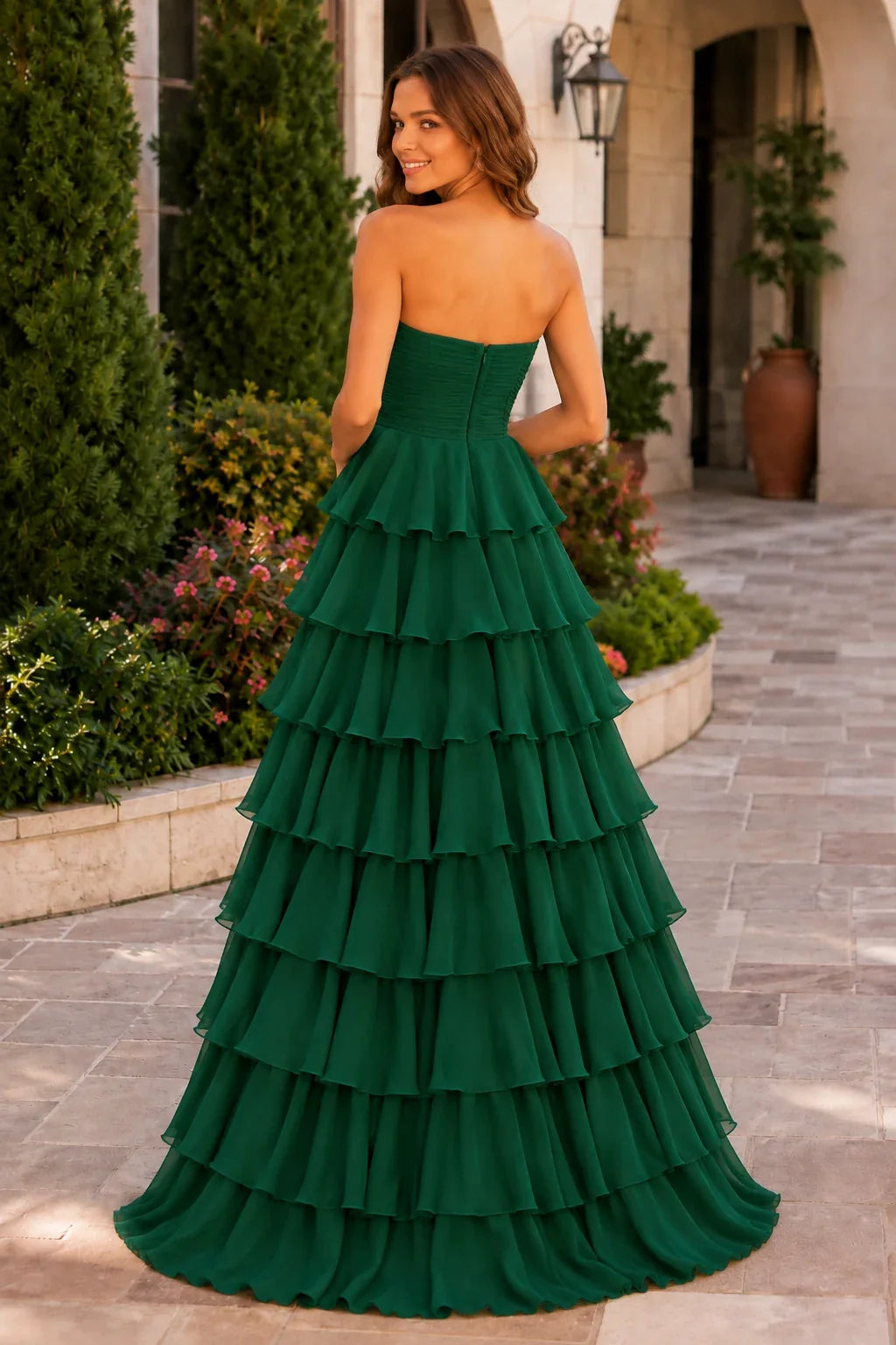 Elomara Sweetheart Tiered A-Line Prom Dress