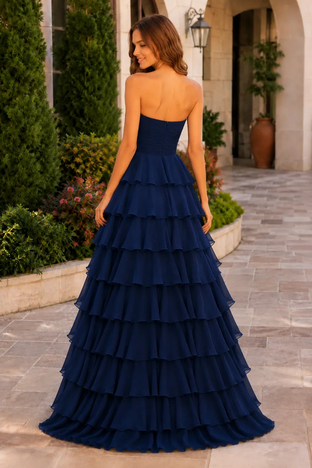 Elomara Sweetheart Tiered A-Line Prom Dress