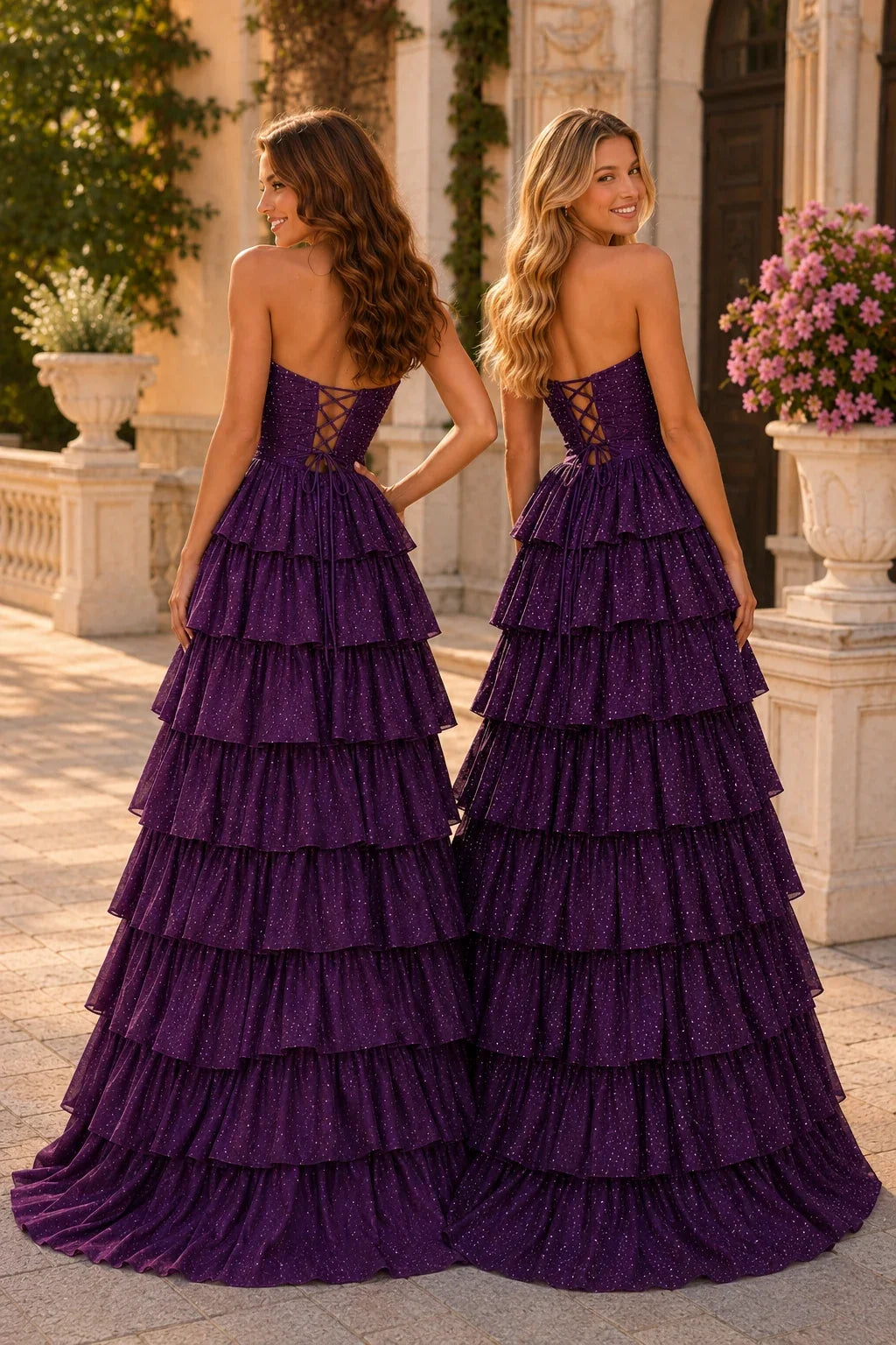 Aladora Cutout Tiered A-Line Prom Dress