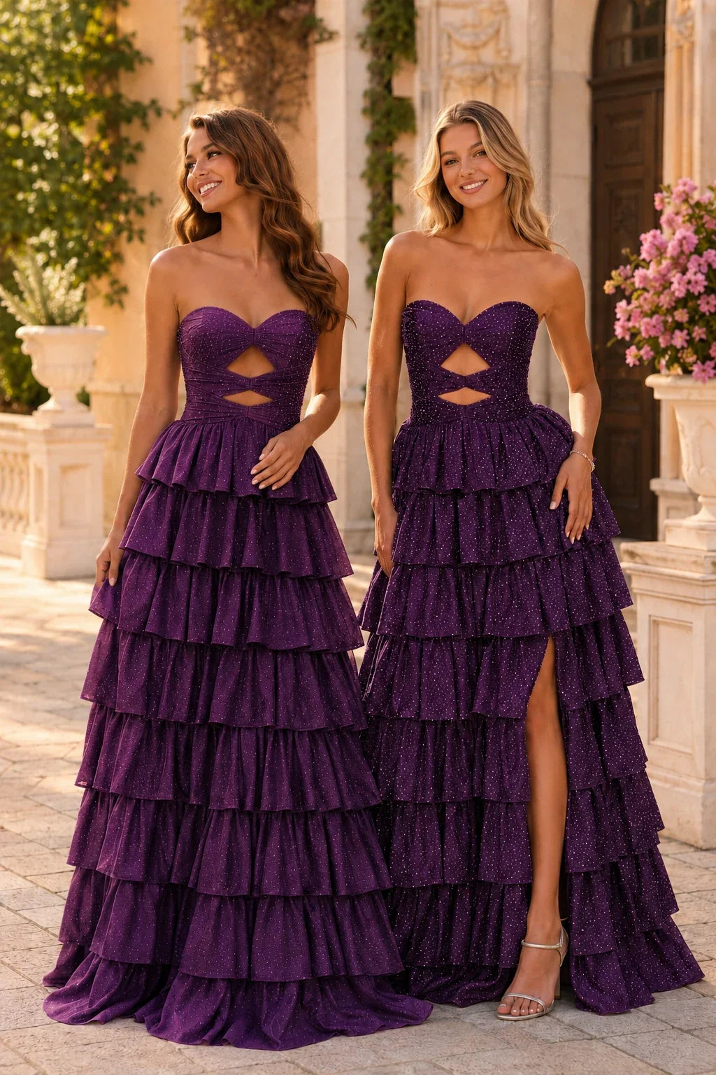 Aladora Cutout Tiered A-Line Prom Dress