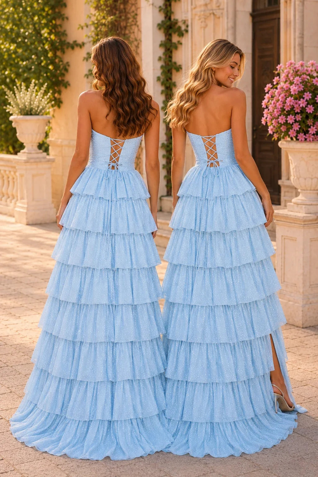 Aladora Cutout Tiered A-Line Prom Dress