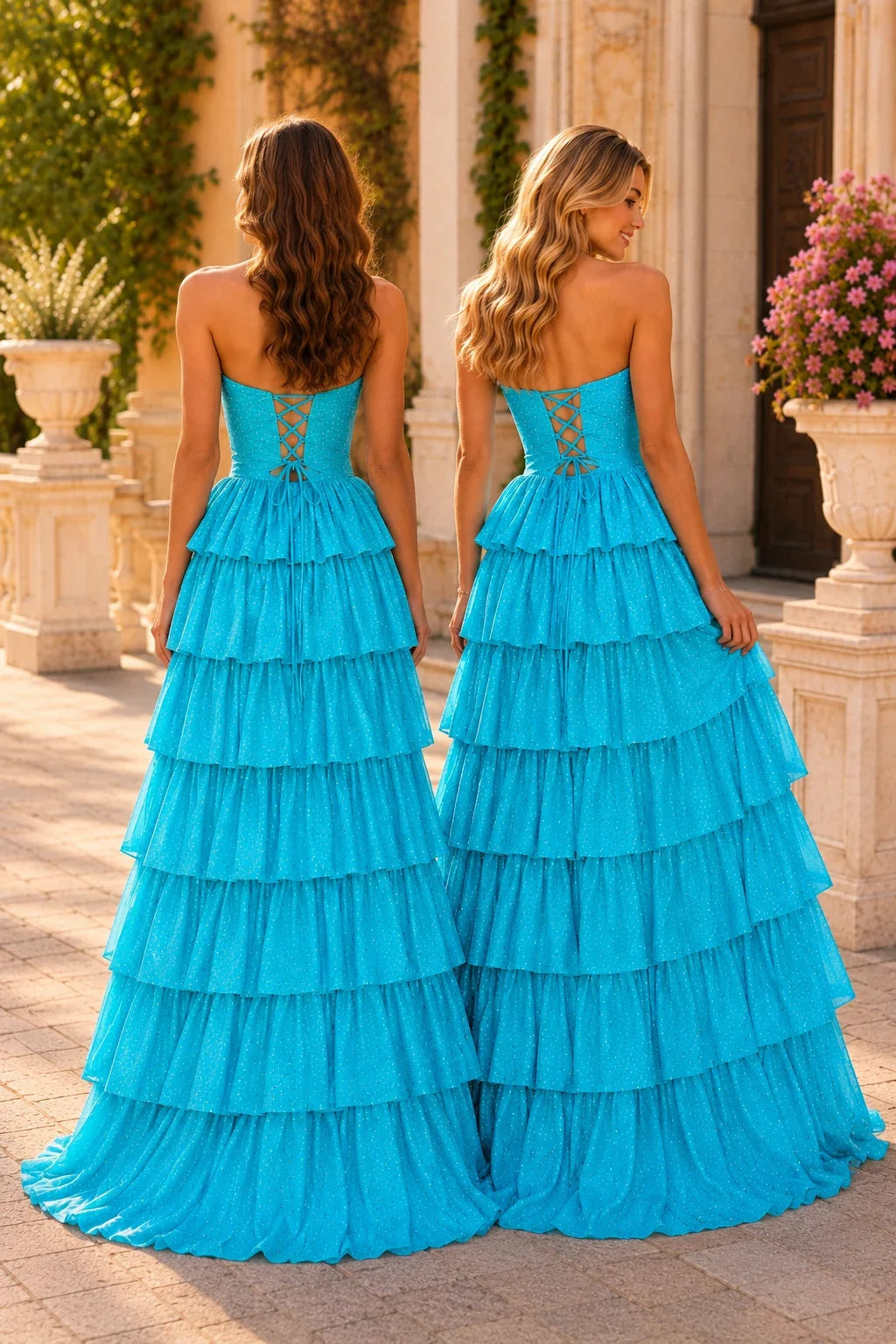 Aladora Cutout Tiered A-Line Prom Dress
