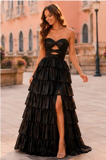 Aladora Cutout Tiered A-Line Prom Dress