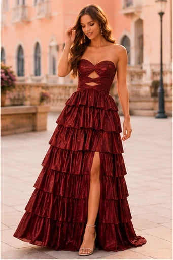 Aladora Cutout Tiered A-Line Prom Dress