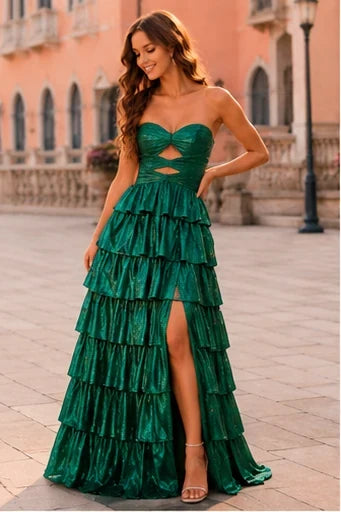 Aladora Cutout Tiered A-Line Prom Dress