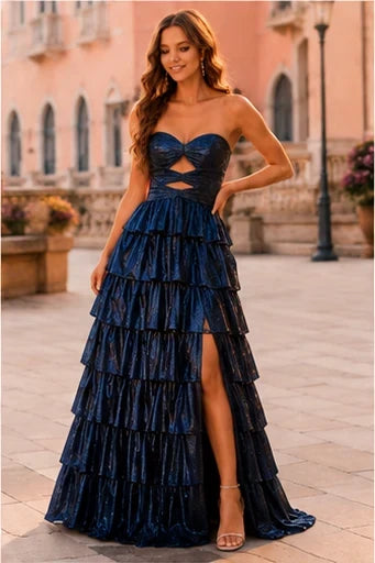 Aladora Cutout Tiered A-Line Prom Dress