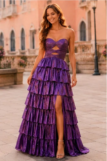 Aladora Cutout Tiered A-Line Prom Dress
