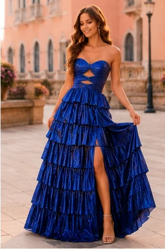 Aladora Cutout Tiered A-Line Prom Dress