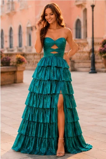 Aladora Cutout Tiered A-Line Prom Dress