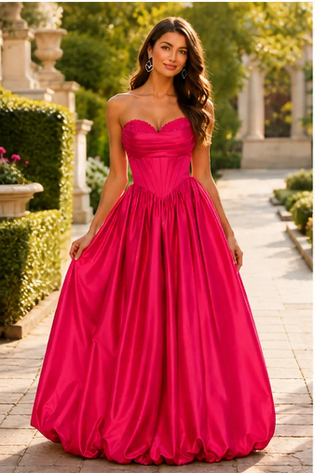 Lumeria Strapless Corset Satin Ball Gown Prom Dress