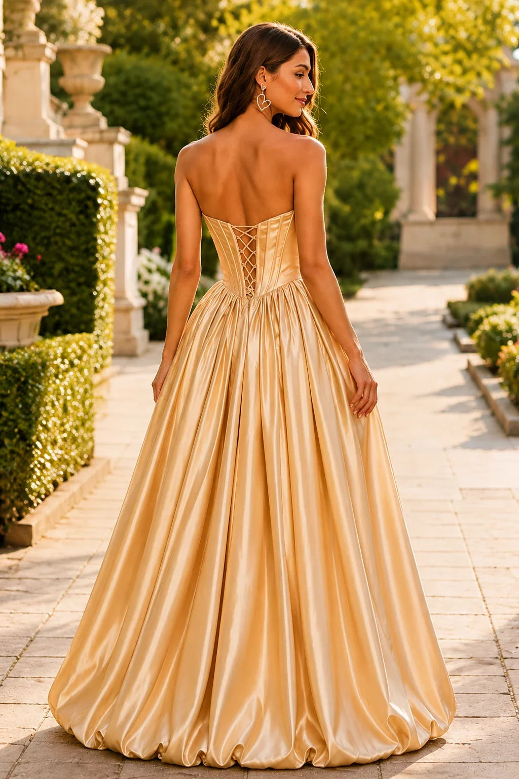 Lumeria Strapless Corset Satin Ball Gown Prom Dress