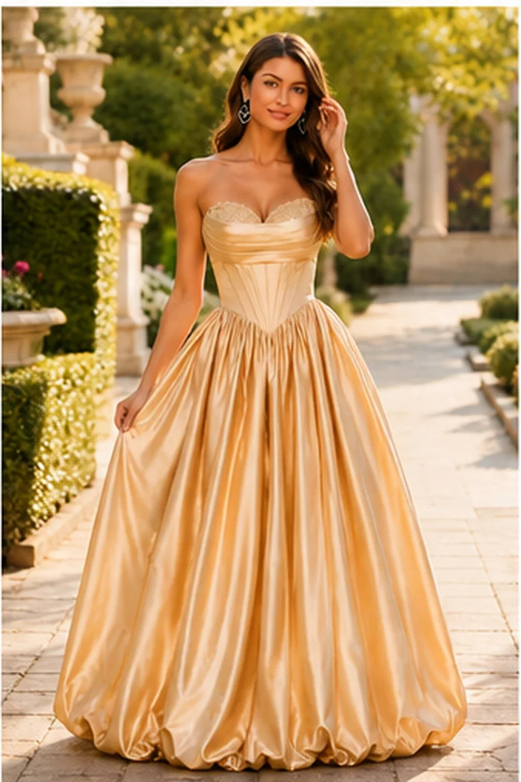 Lumeria Strapless Corset Satin Ball Gown Prom Dress