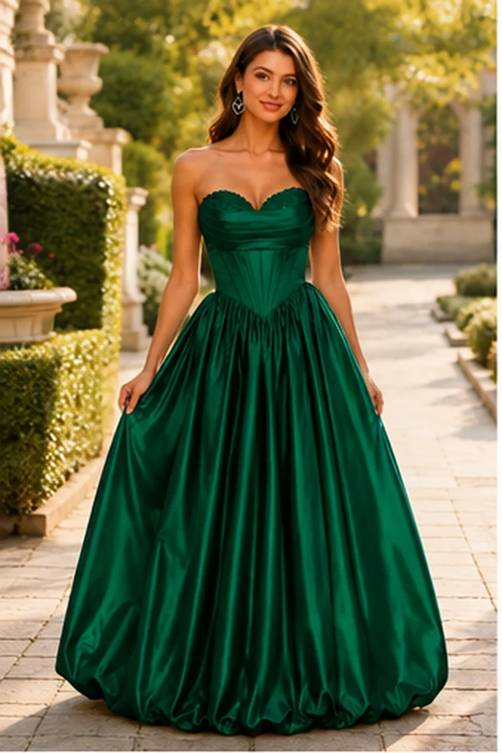 Lumeria Strapless Corset Satin Ball Gown Prom Dress