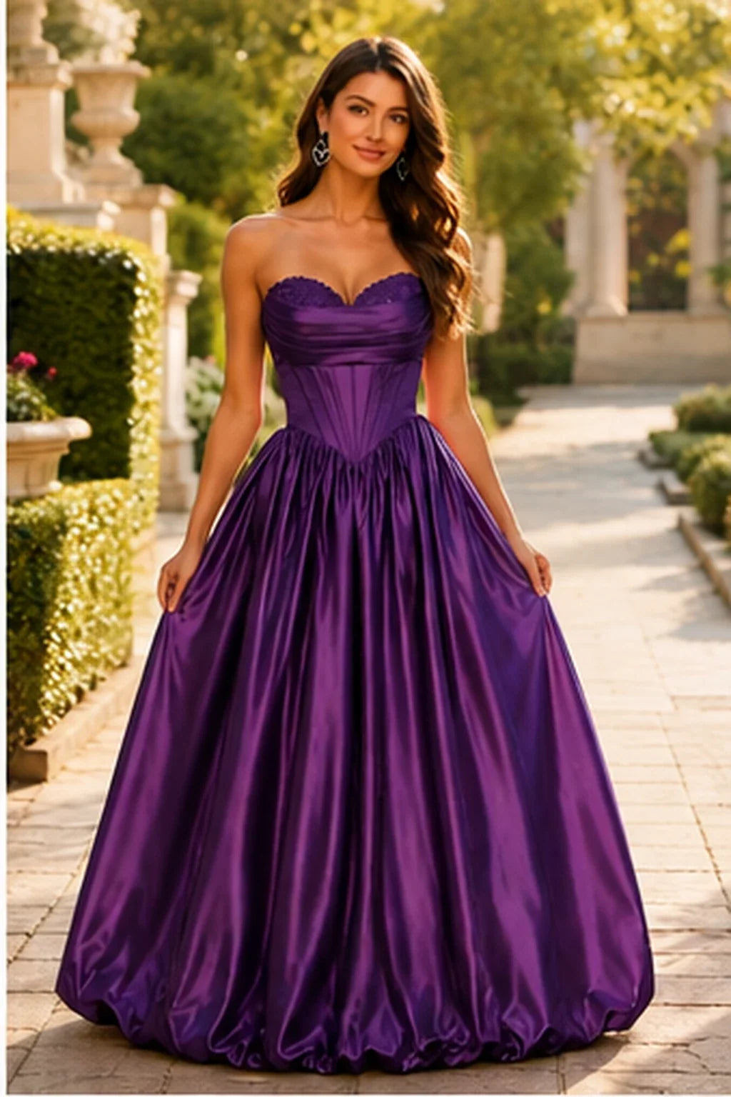 Lumeria Strapless Corset Satin Ball Gown Prom Dress