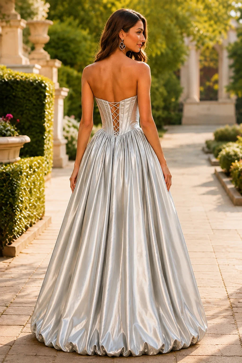 Lumeria Strapless Corset Satin Ball Gown Prom Dress