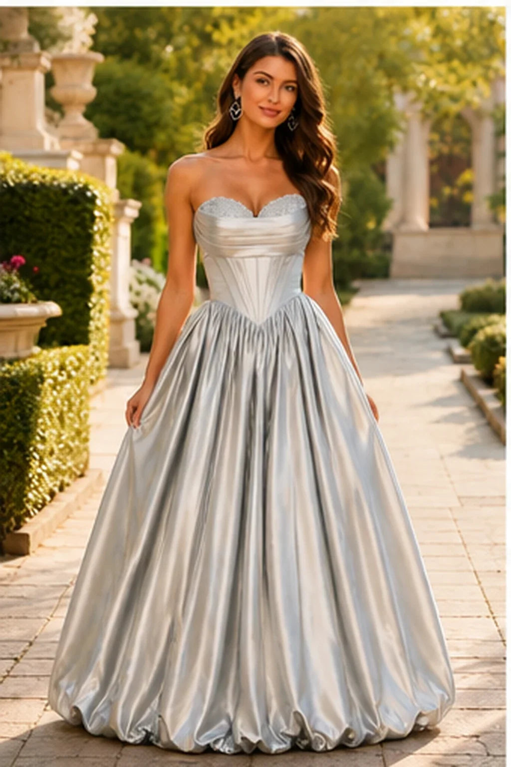 Lumeria Strapless Corset Satin Ball Gown Prom Dress