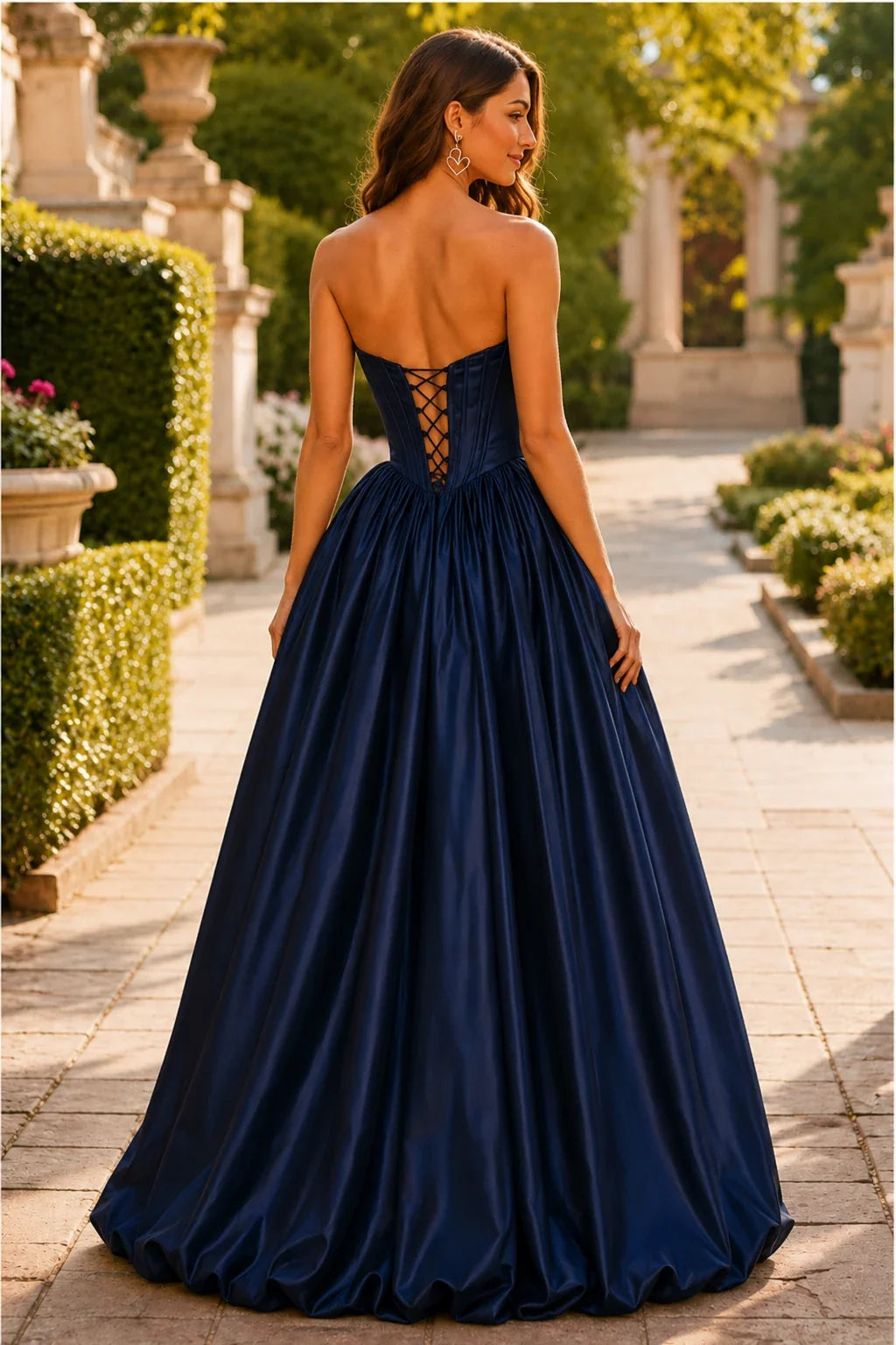Lumeria Strapless Corset Satin Ball Gown Prom Dress
